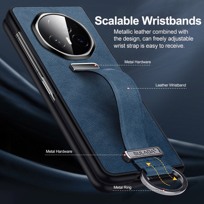 For Honor Magic V3 SULADA PC + Leather Texture Skin Feel Shockproof Phone Case(Black)