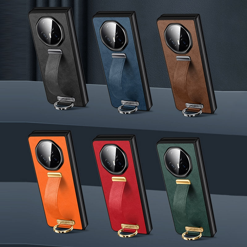 For Honor Magic V3 SULADA PC + Leather Texture Skin Feel Shockproof Phone Case(Blue)