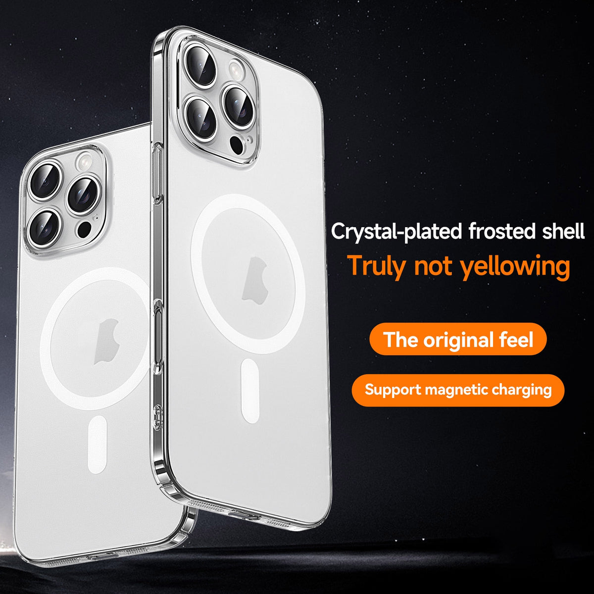 Compatible with iPhone 18 Pro Max SULADA Crystal Sand Series Electroplating Frosted MagSafe Magnetic Phone Case - Transparent