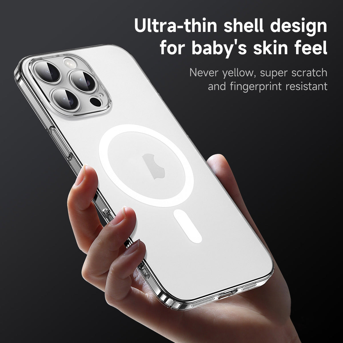 Compatible with iPhone 18 Pro Max SULADA Crystal Sand Series Electroplating Frosted MagSafe Magnetic Phone Case - Transparent