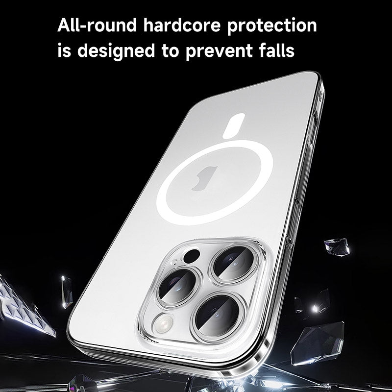 Compatible with iPhone 18 Pro Max SULADA Crystal Sand Series Electroplating Frosted MagSafe Magnetic Phone Case - Transparent