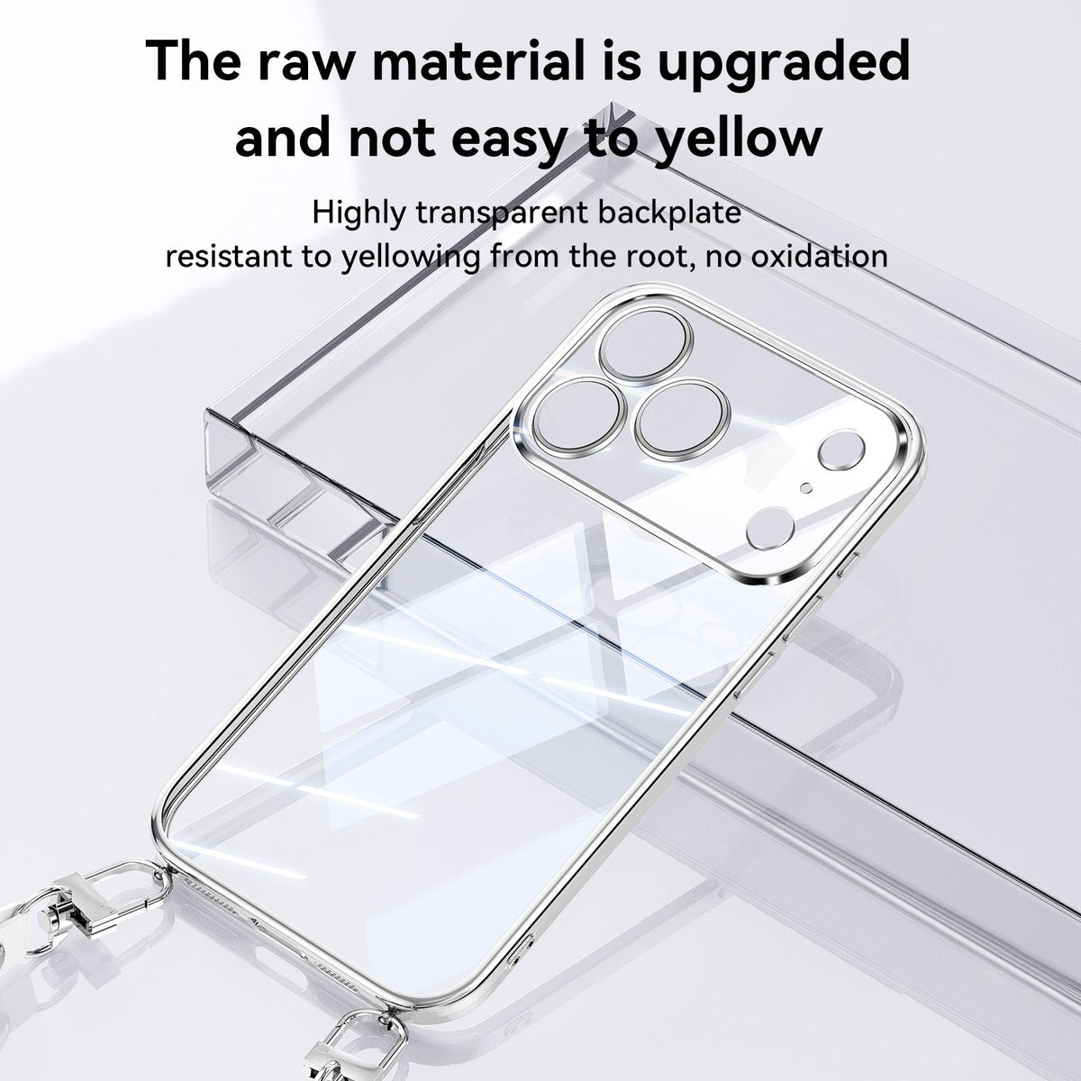 Compatible with iPhone 18 Pro Max SULADA Electroplated Clear TPU Soft Frame Phone Case with Wrist Strap - Black