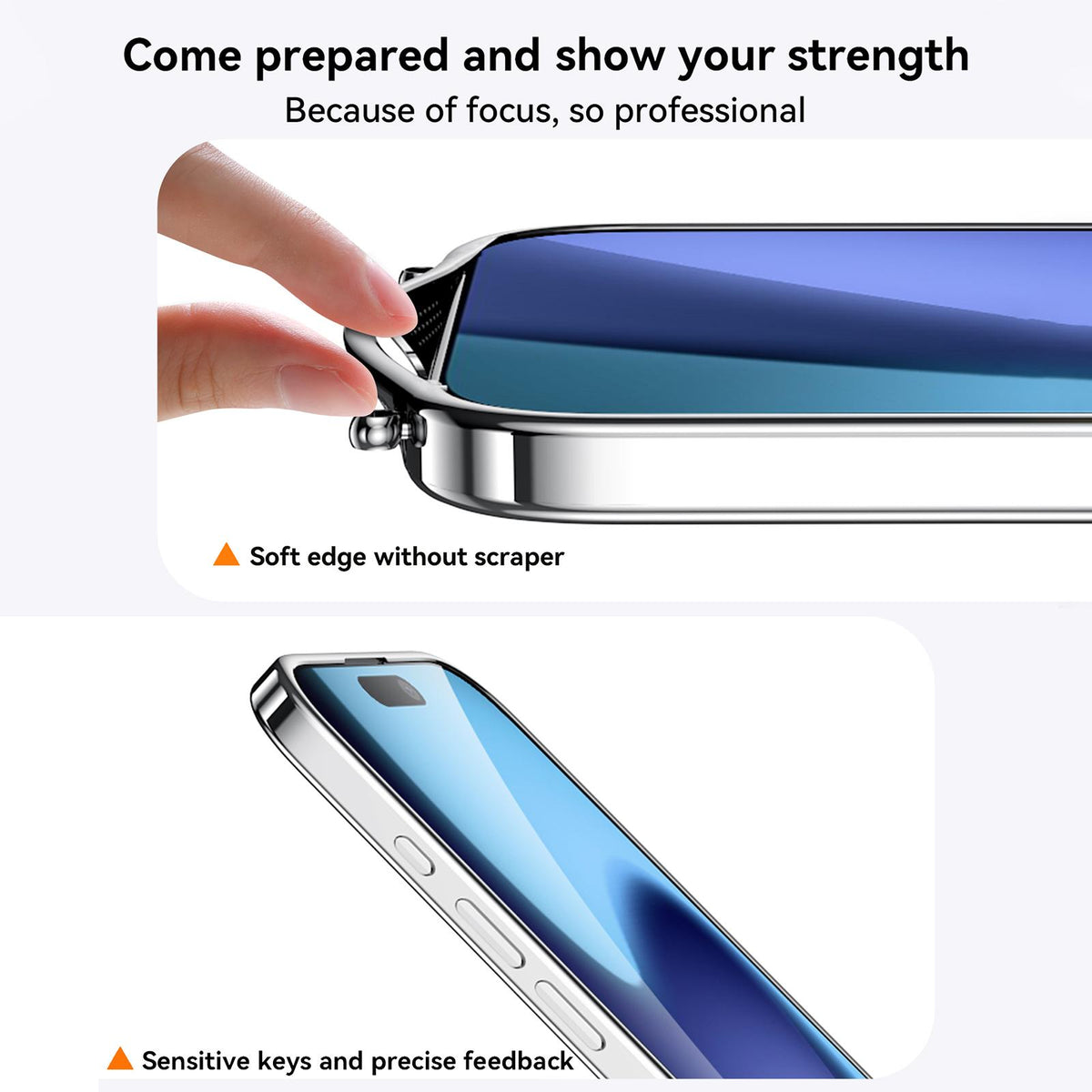 Compatible with iPhone 18 Pro Max SULADA Electroplated Clear TPU Soft Frame Phone Case with Wrist Strap - Silver