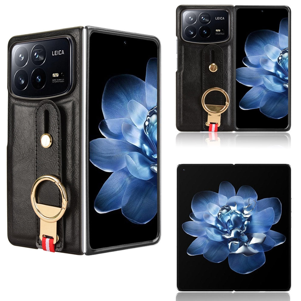For Xiaomi Mix Fold 4 Wristband Leather Back Phone Case(Black)