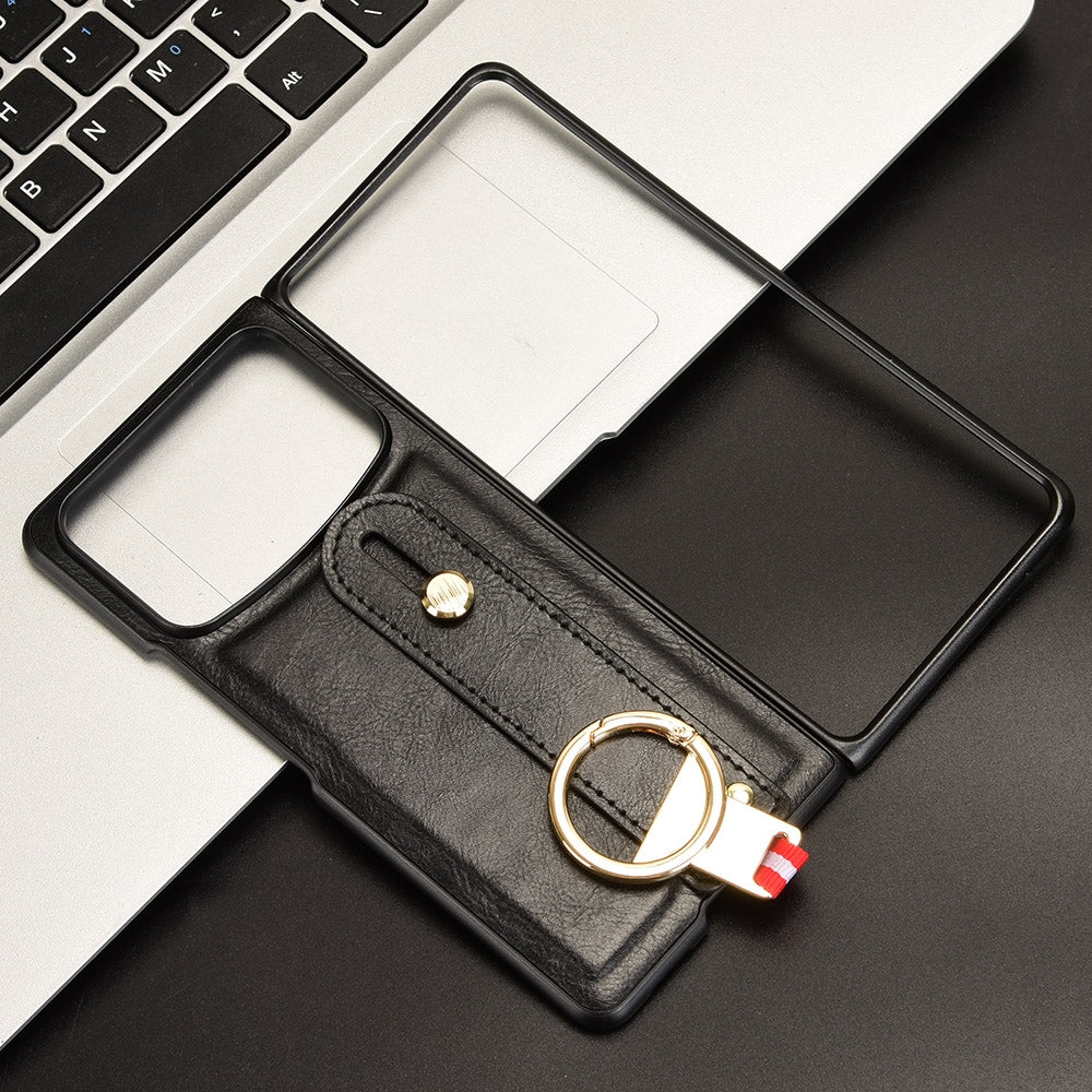 For Xiaomi Mix Fold 4 Wristband Leather Back Phone Case(Black)
