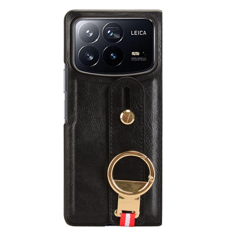 For Xiaomi Mix Fold 4 Wristband Leather Back Phone Case(Black)