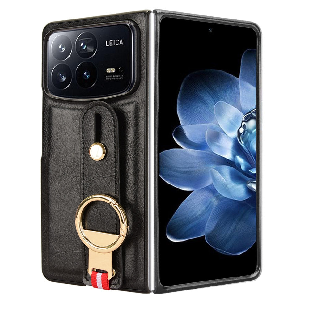 For Xiaomi Mix Fold 4 Wristband Leather Back Phone Case(Black)