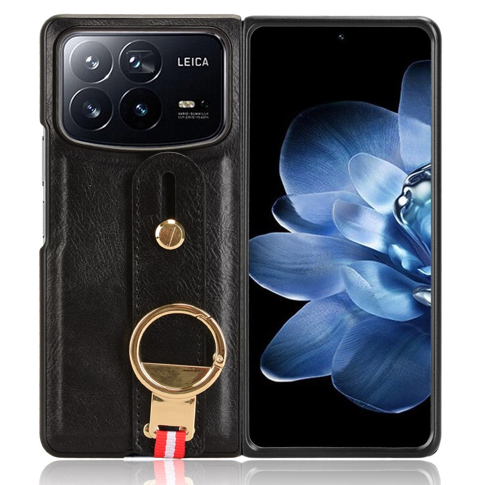 For Xiaomi Mix Fold 4 Wristband Leather Back Phone Case(Black)