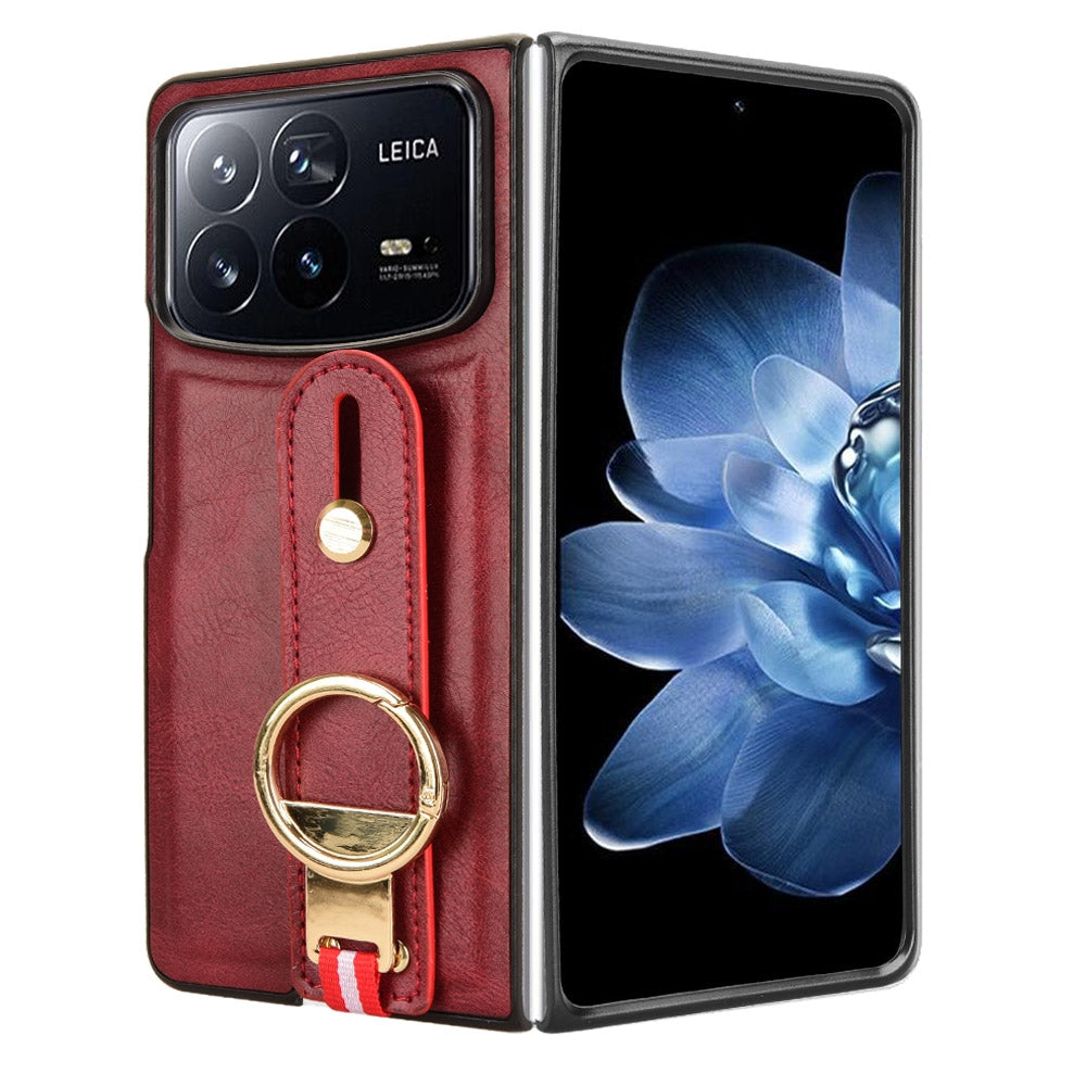 For Xiaomi Mix Fold 4 Wristband Leather Back Phone Case(Red)