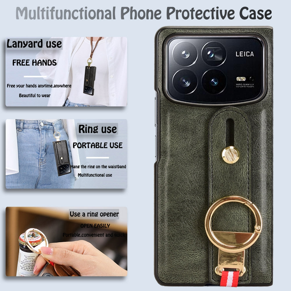 For Xiaomi Mix Fold 4 Wristband Leather Back Phone Case(Green)