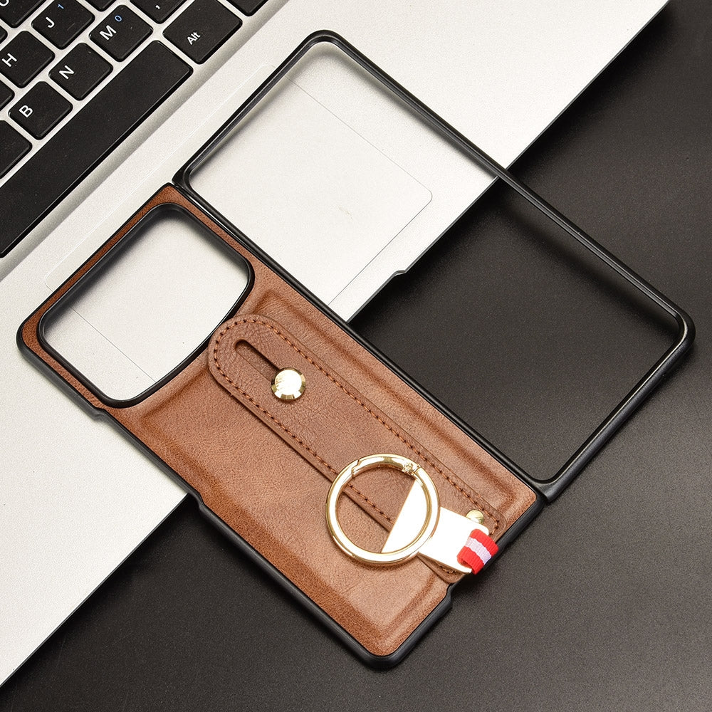 For Xiaomi Mix Fold 4 Wristband Leather Back Phone Case(Brown)