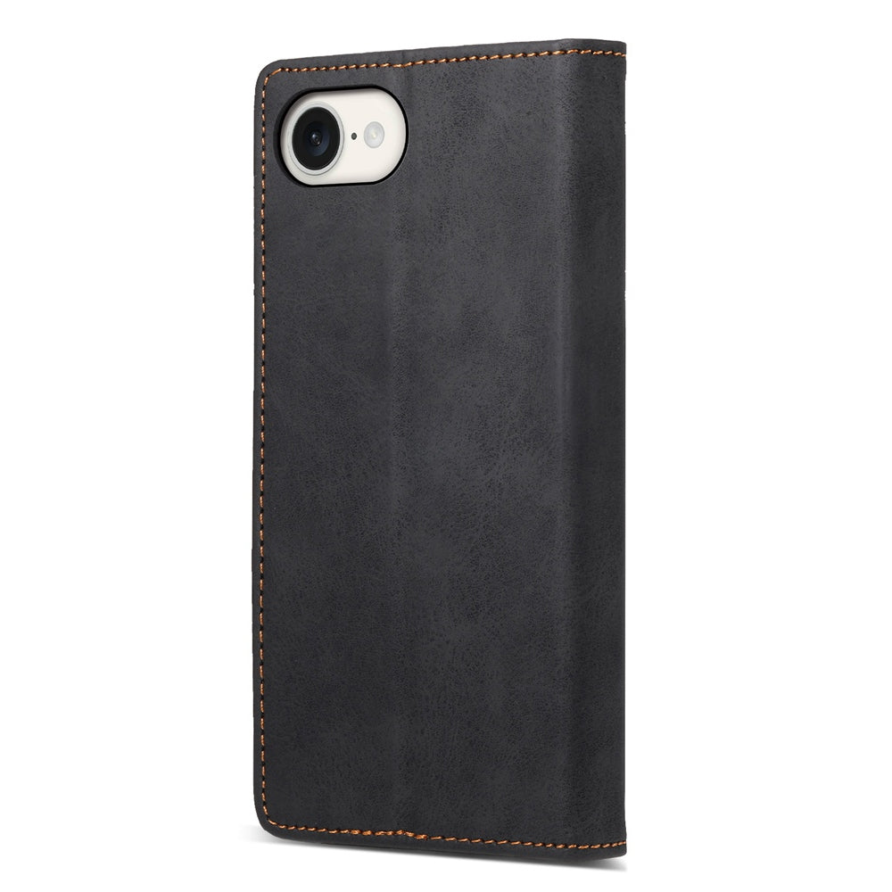 For iPhone 16e Business Solid Color Magnetic RFID Leather Phone Case(Black)