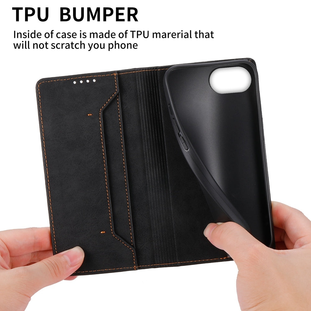 For iPhone 16e Business Solid Color Magnetic RFID Leather Phone Case(Black)
