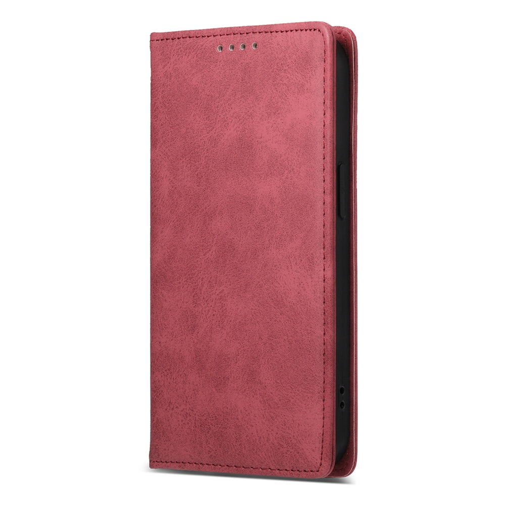 For iPhone 16e Business Solid Color Magnetic RFID Leather Phone Case(Red)