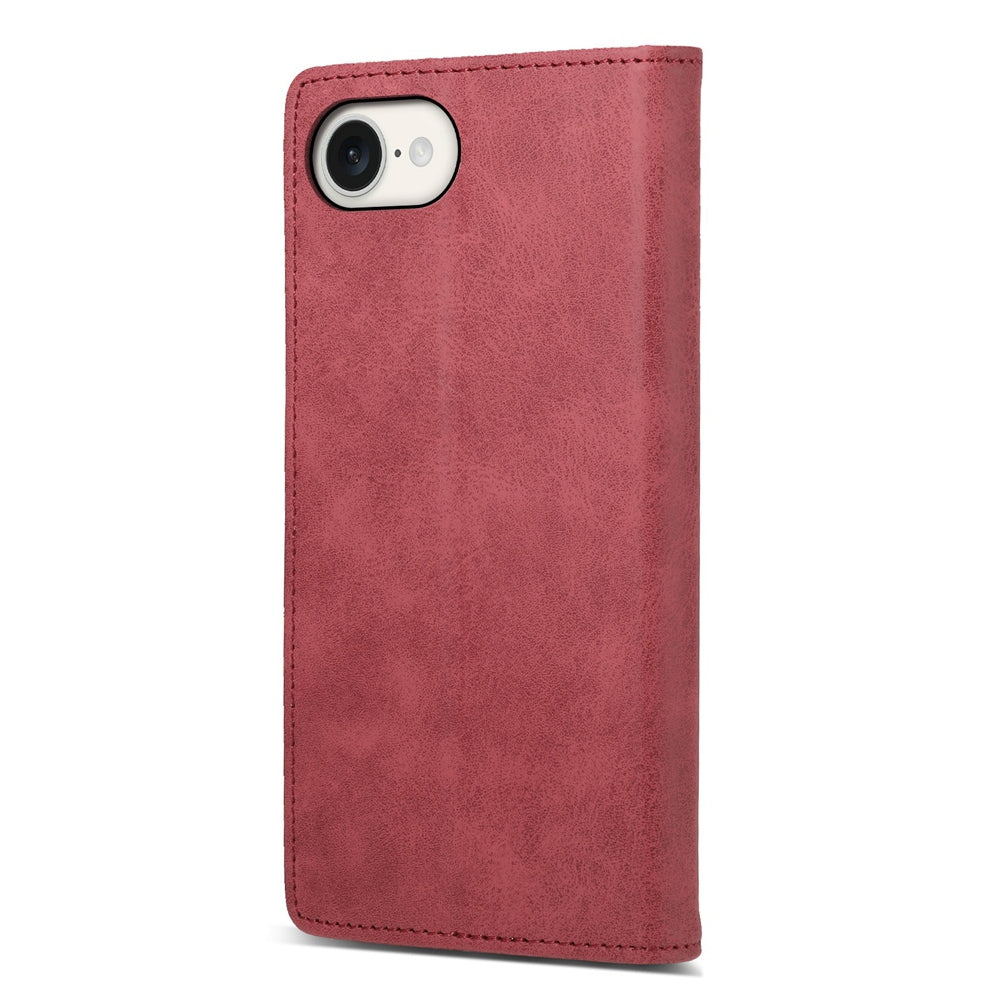 For iPhone 16e Business Solid Color Magnetic RFID Leather Phone Case(Red)