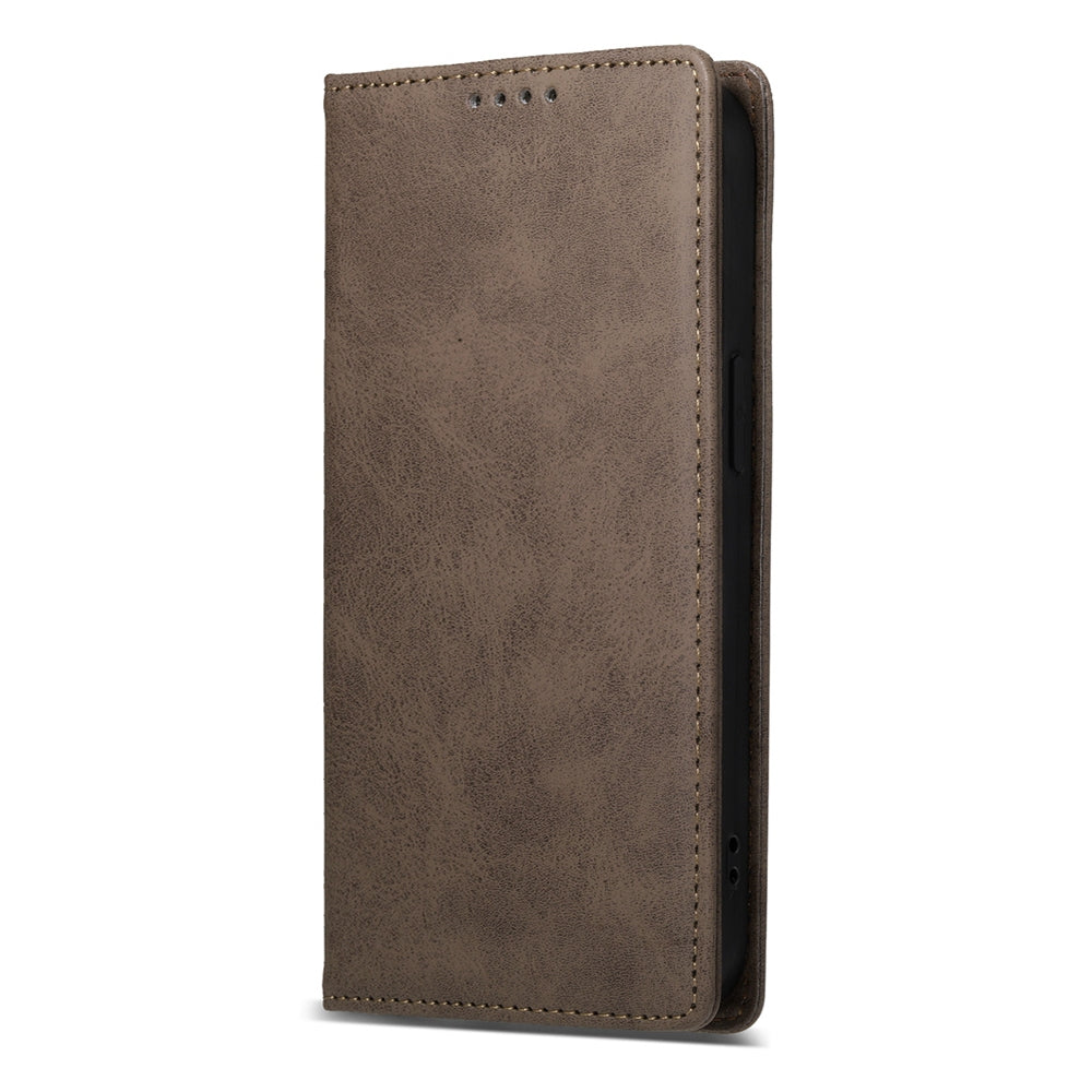 For iPhone 16e Business Solid Color Magnetic RFID Leather Phone Case(Brown)