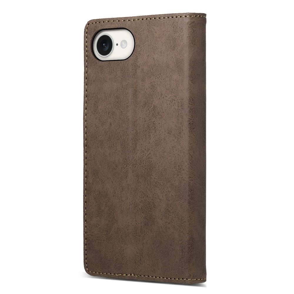 For iPhone 16e Business Solid Color Magnetic RFID Leather Phone Case(Brown)