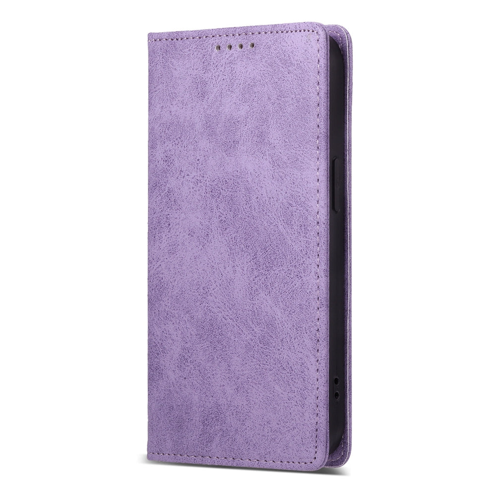 For iPhone 16e Business Solid Color Magnetic RFID Leather Phone Case(Purple)