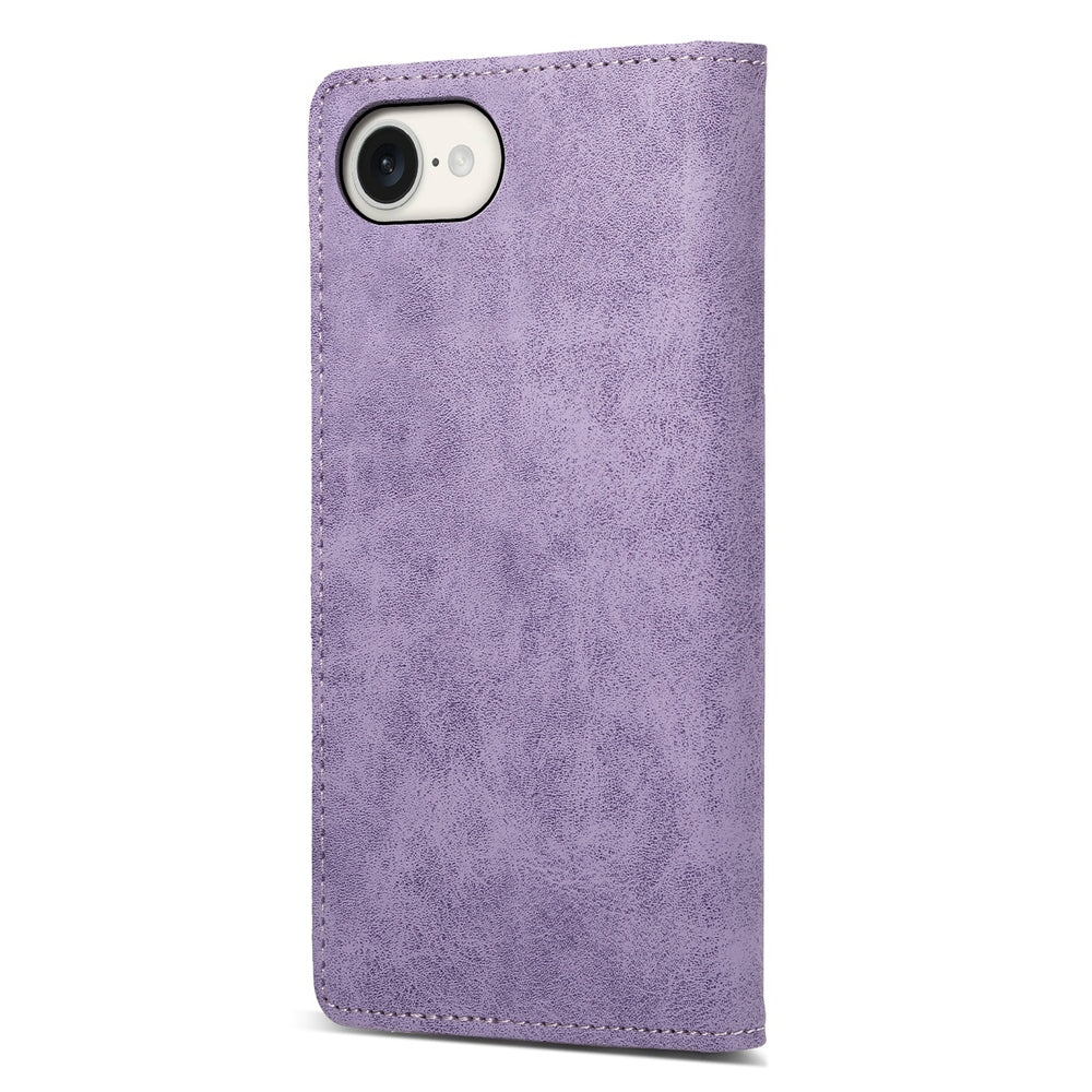 For iPhone 16e Business Solid Color Magnetic RFID Leather Phone Case(Purple)