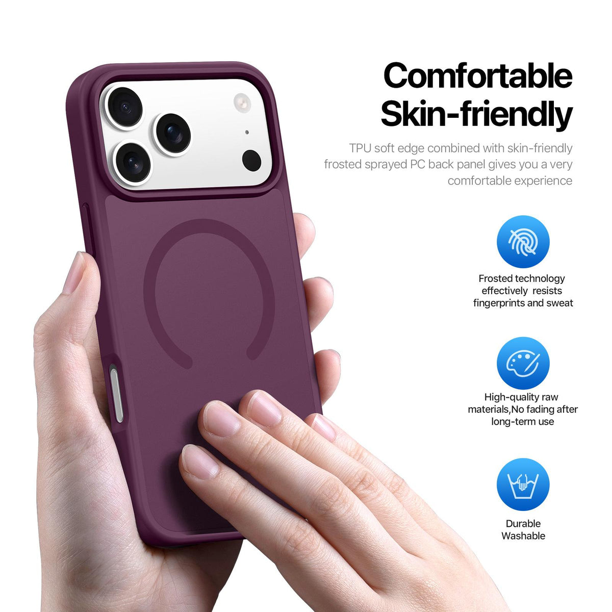 Compatible with iPhone 18 Pro Max & 17 Pro Max DUX DUCIS Yind Series MagSafe TPU Dual-Layer PC Phone Case - Cherry Red