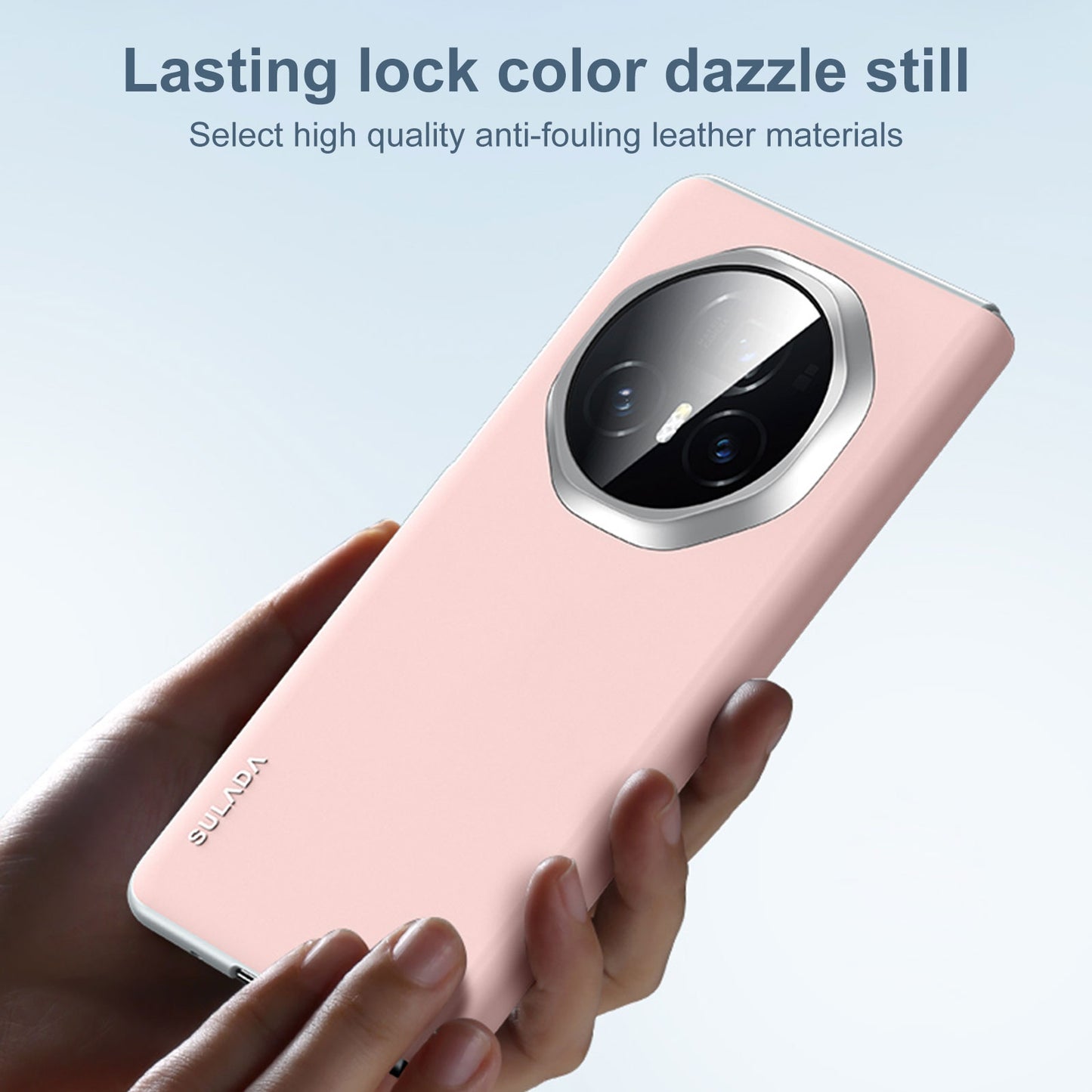 For Honor Magic V3 SULADA Skin Feel Liquid Leather Shockproof Phone Case(Pink)