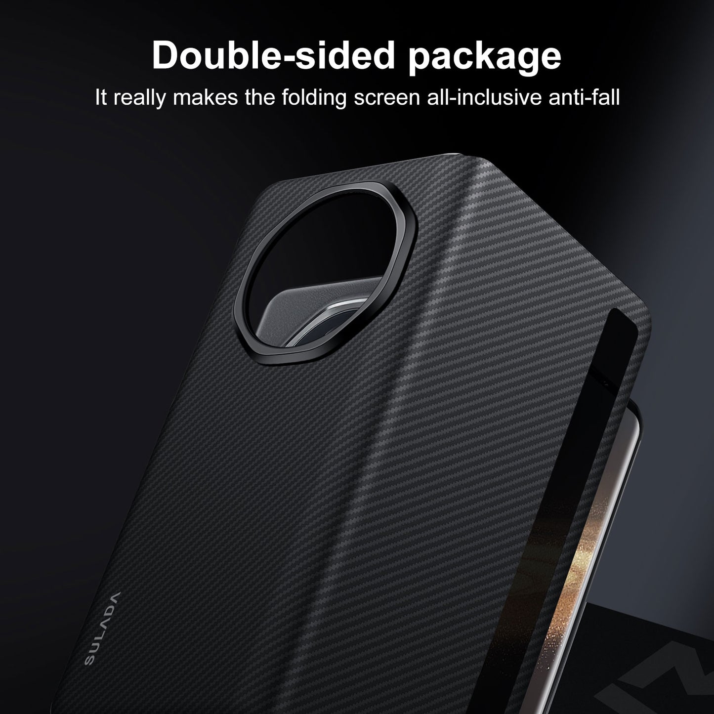 For Honor Magic V3 SULADA Kevlar 600D Texture Smart Window Leather Phone Case(Brown)