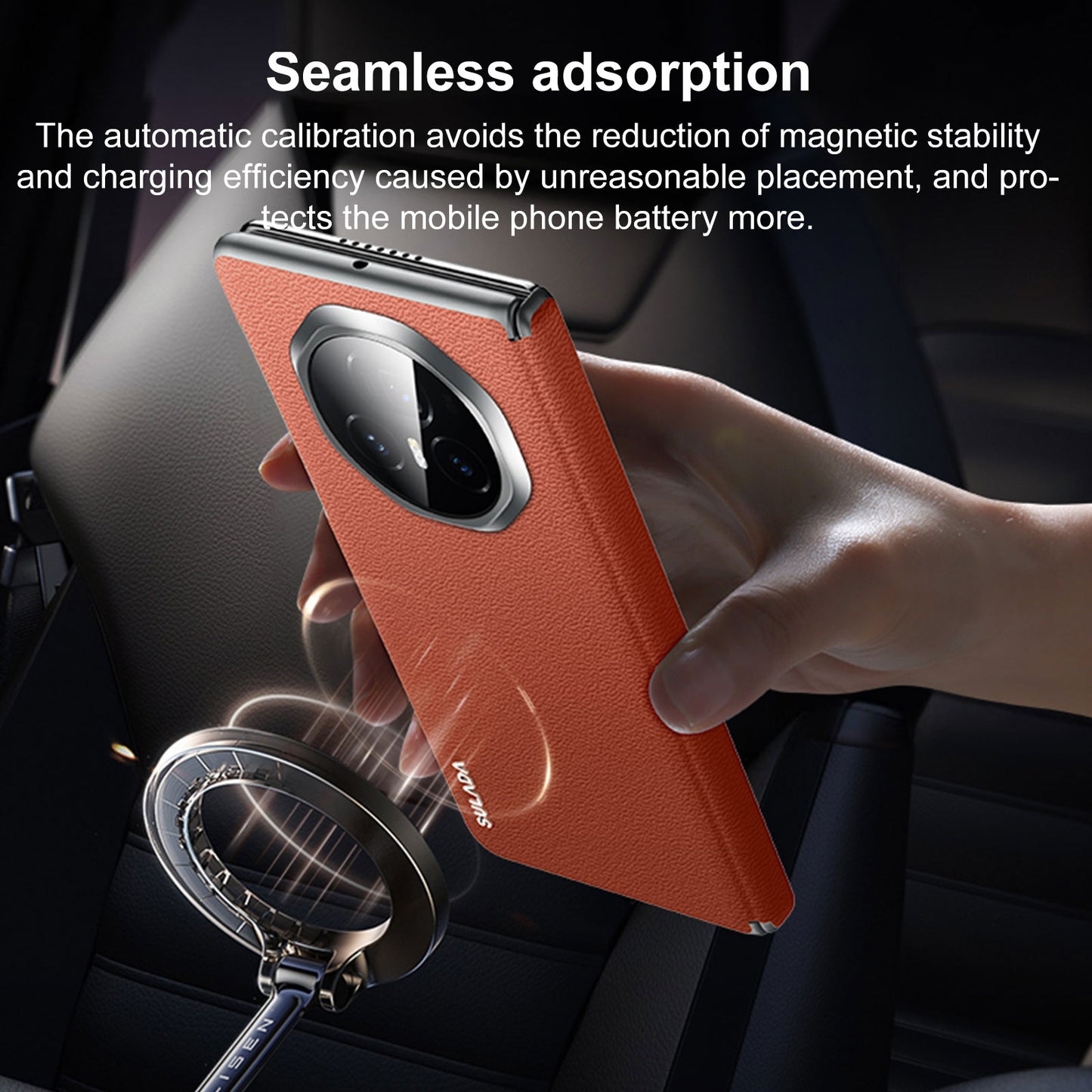 For Honor Magic V3 SULADA Frameless Top Layer Cowhide Leather + PC Phone Case(Green)