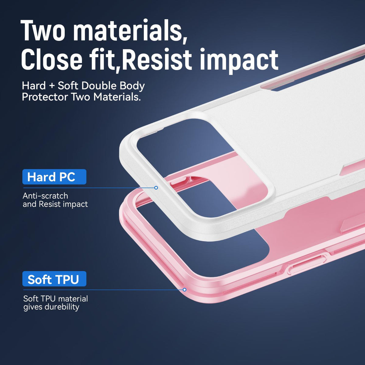 Compatible with iPhone 18 Pro Max Pioneer Armor Heavy Duty PC + TPU Phone Case - White+Pink