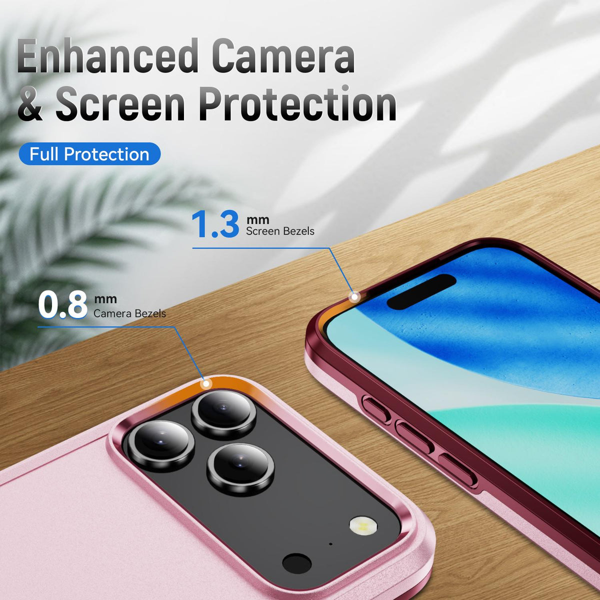 Compatible with iPhone 18 Pro Max Pioneer Armor Heavy Duty PC + TPU Phone Case - Pink+Rose Red