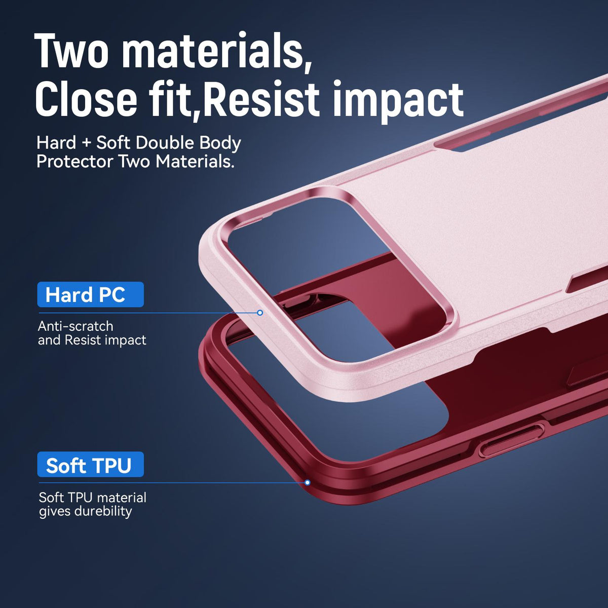 Compatible with iPhone 18 Pro Max Pioneer Armor Heavy Duty PC + TPU Phone Case - Pink+Rose Red