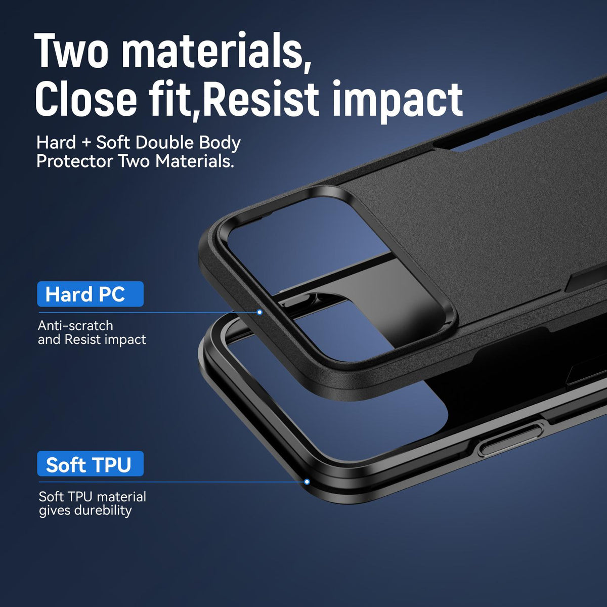 Compatible with iPhone 18 Pro Max Pioneer Armor Heavy Duty PC + TPU Phone Case - Black