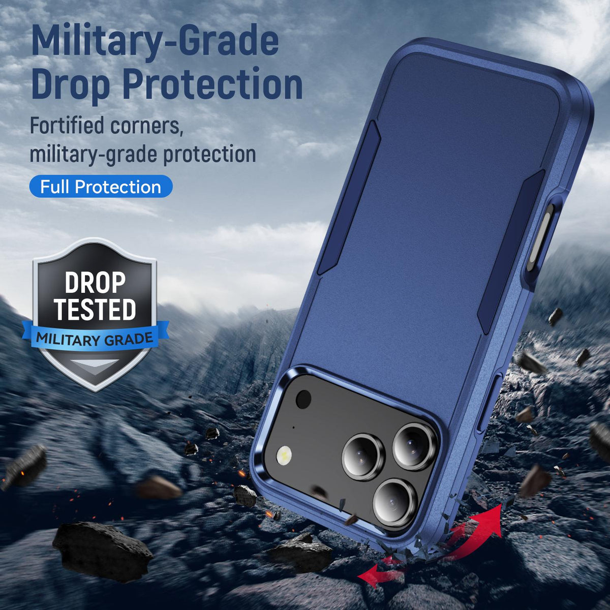 Compatible with iPhone 18 Pro Max Pioneer Armor Heavy Duty PC + TPU Phone Case - Blue