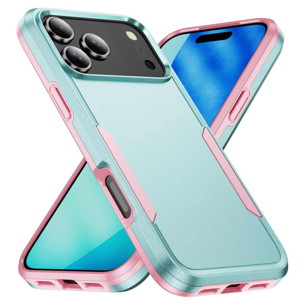 Compatible with iPhone 18 Pro Max Pioneer Armor Heavy Duty PC + TPU Phone Case - Green+Pink