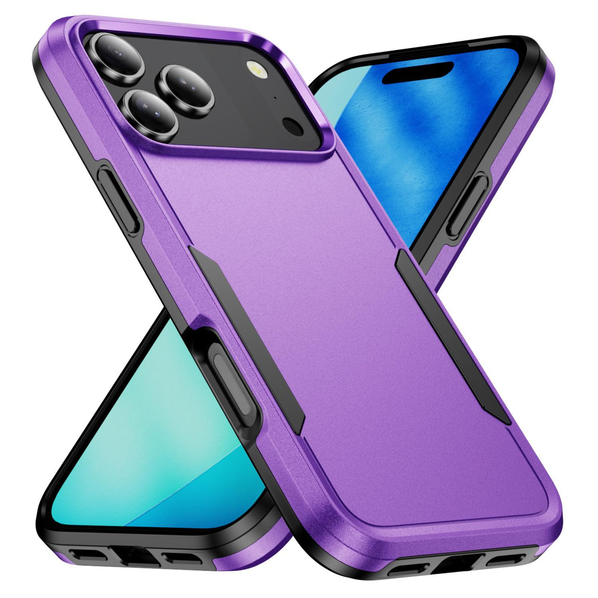 Compatible with iPhone 18 Pro Max Pioneer Armor Heavy Duty PC + TPU Phone Case - Purple+Black