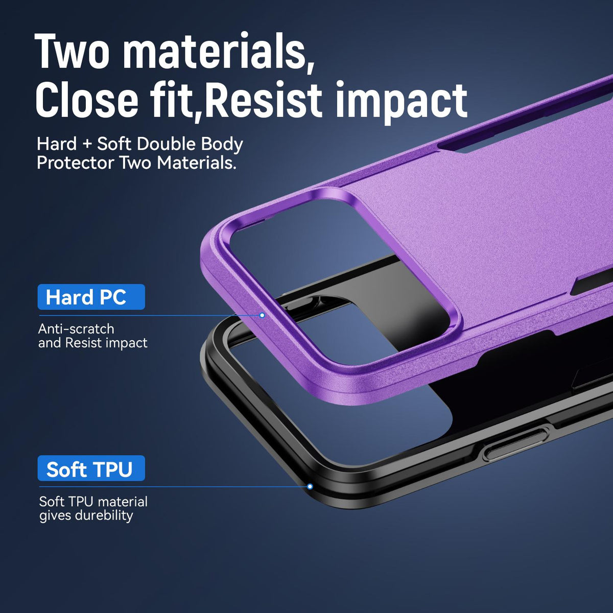 Compatible with iPhone 18 Pro Max Pioneer Armor Heavy Duty PC + TPU Phone Case - Purple+Black