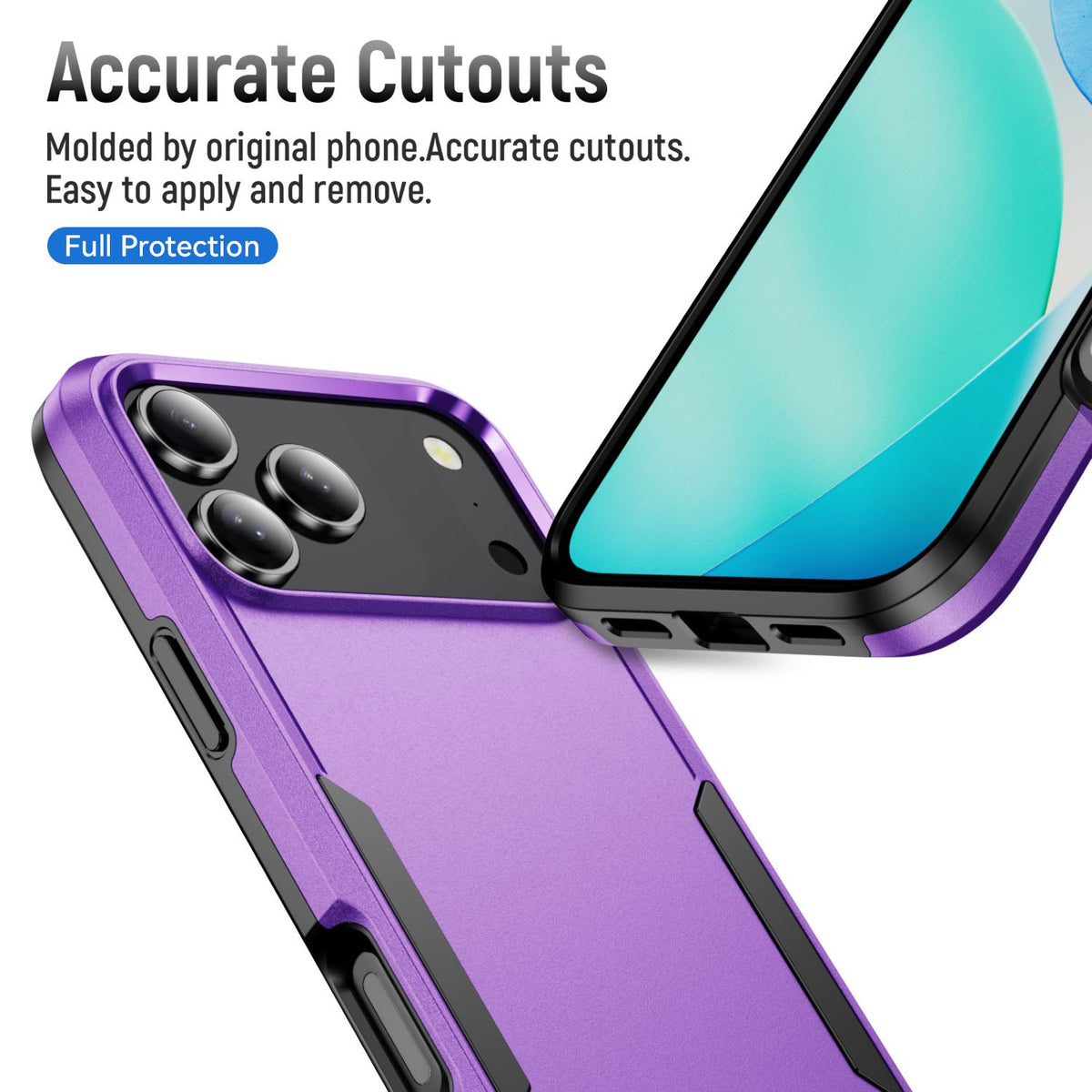 Compatible with iPhone 18 Pro Max Pioneer Armor Heavy Duty PC + TPU Phone Case - Purple+Black