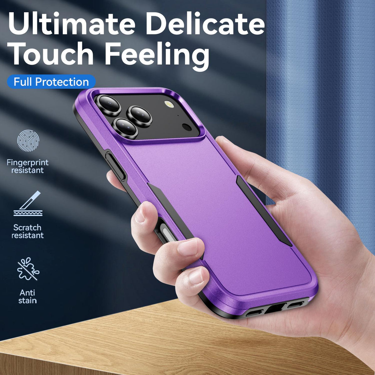 Compatible with iPhone 18 Pro Max Pioneer Armor Heavy Duty PC + TPU Phone Case - Purple+Black