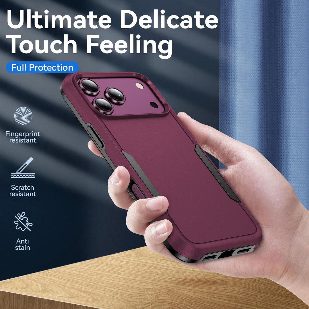 Compatible with iPhone 18 Pro Max Pioneer Armor Heavy Duty PC + TPU Phone Case - Cherry Red+Black