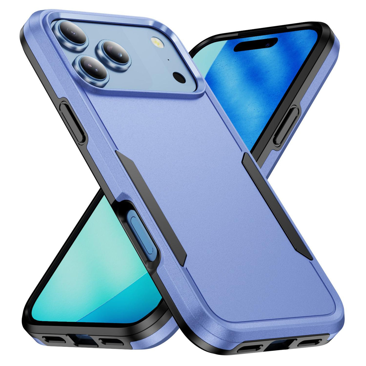 Compatible with iPhone 18 Pro Max Pioneer Armor Heavy Duty PC + TPU Phone Case - Light Blue+Black