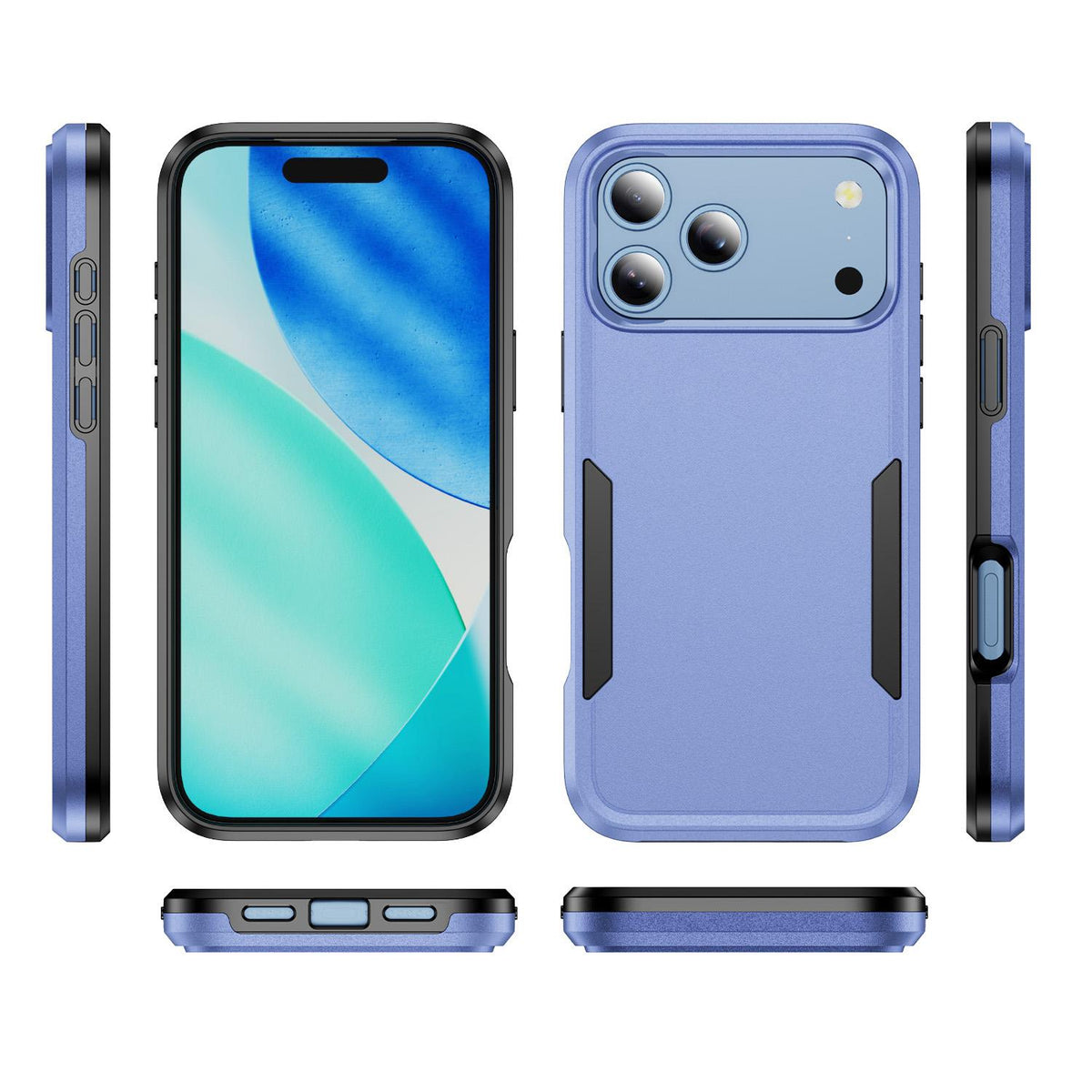 Compatible with iPhone 18 Pro Max Pioneer Armor Heavy Duty PC + TPU Phone Case - Light Blue+Black