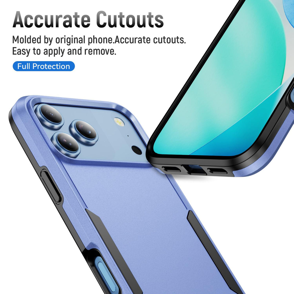 Compatible with iPhone 18 Pro Max Pioneer Armor Heavy Duty PC + TPU Phone Case - Light Blue+Black