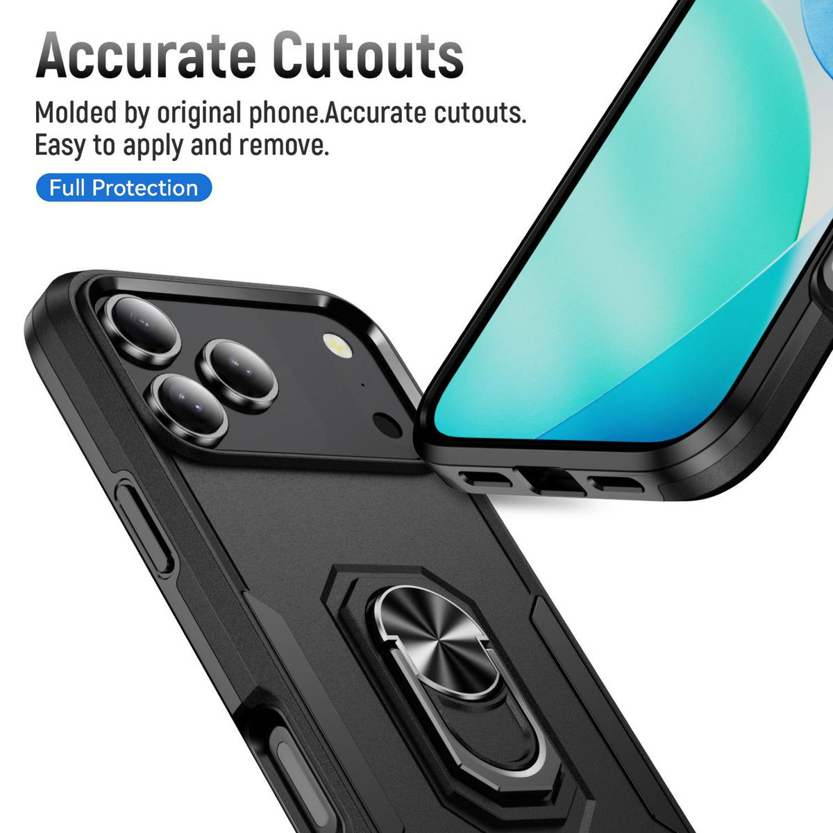 Compatible with iPhone 18 Pro Max Pioneer Armor Heavy Duty PC + TPU Phone Case with Holder - Black