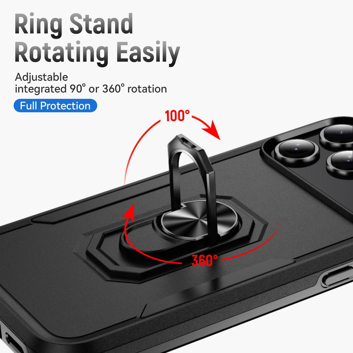 Compatible with iPhone 18 Pro Max Pioneer Armor Heavy Duty PC + TPU Phone Case with Holder - Black
