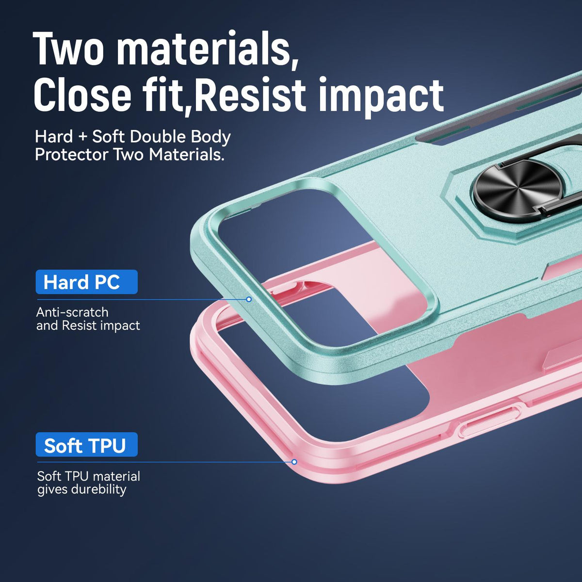 Compatible with iPhone 18 Pro Max Pioneer Armor Heavy Duty PC + TPU Phone Case with Holder - Green+Pink
