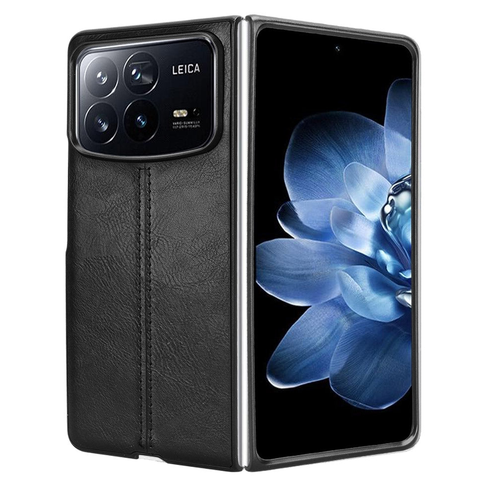For Xiaomi Mix Fold 4 Cow Pattern Sewing Back Cover Phone Case(Black)