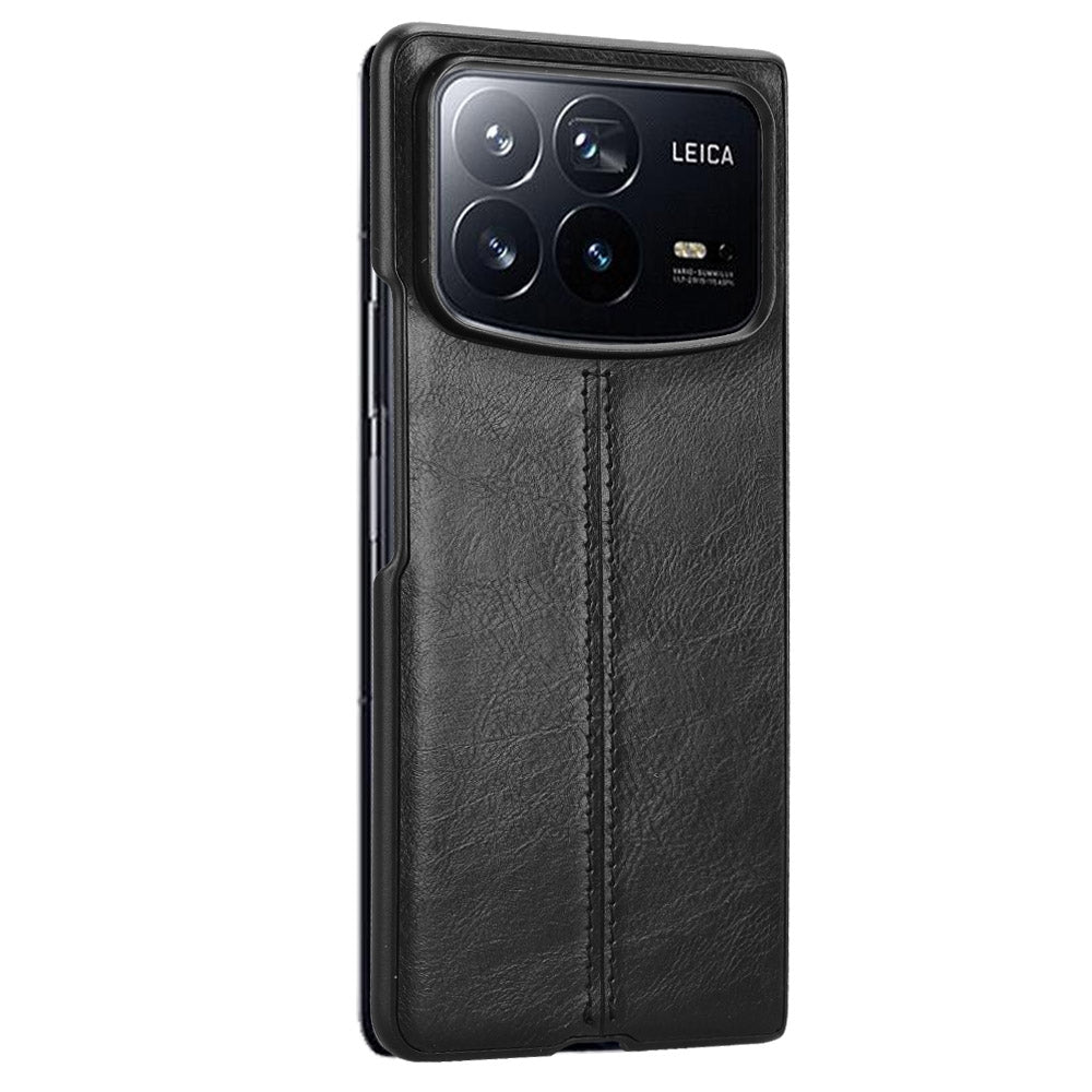 For Xiaomi Mix Fold 4 Cow Pattern Sewing Back Cover Phone Case(Black)