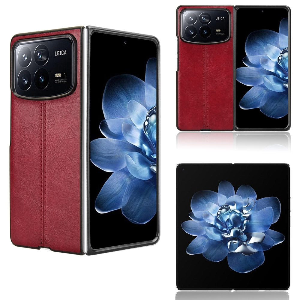 For Xiaomi Mix Fold 4 Cow Pattern Sewing Back Cover Phone Case(Red)