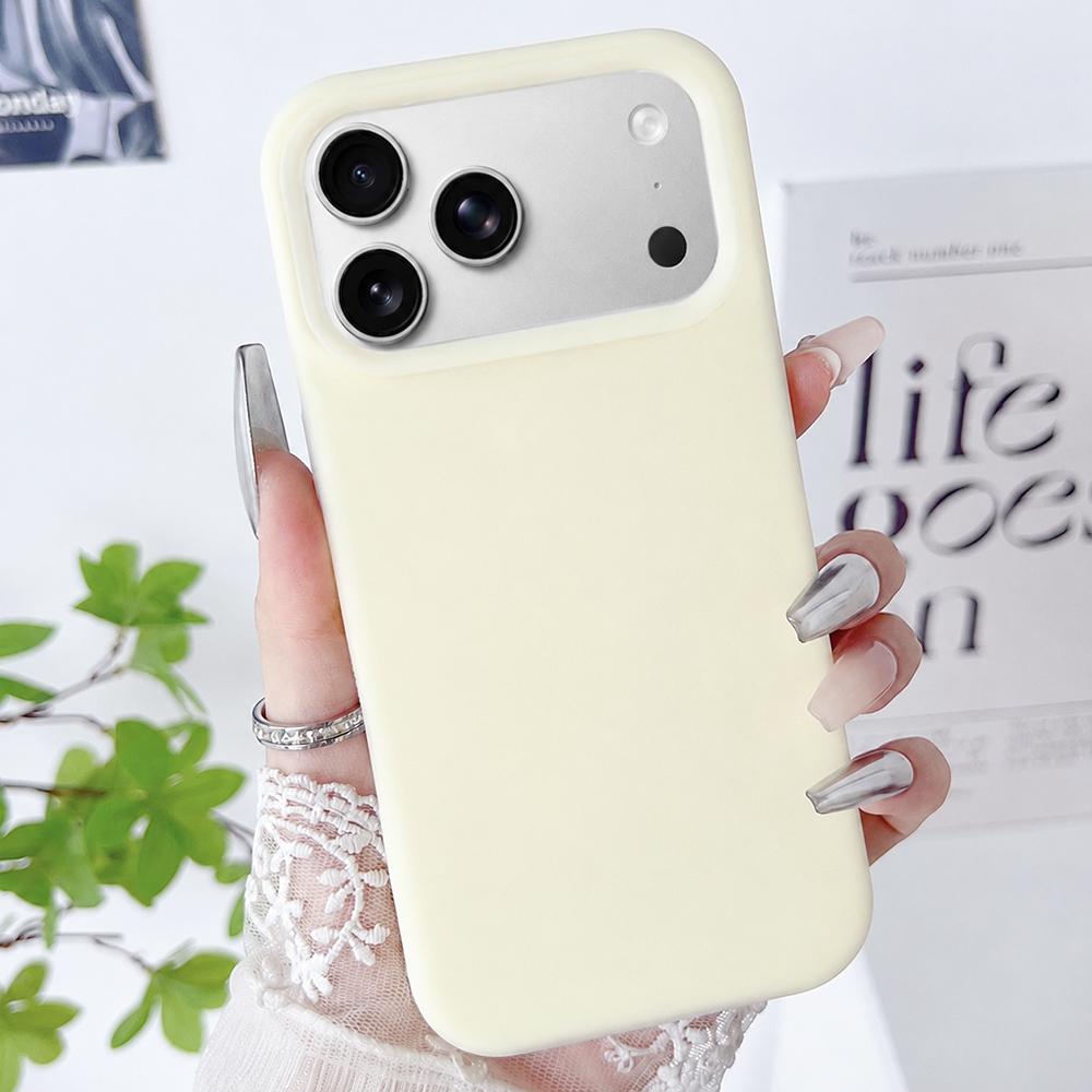Compatible with iPhone 18 Pro Max PC Dual-Layer Liquid Silicone Jelly Phone Case - Light Yellow