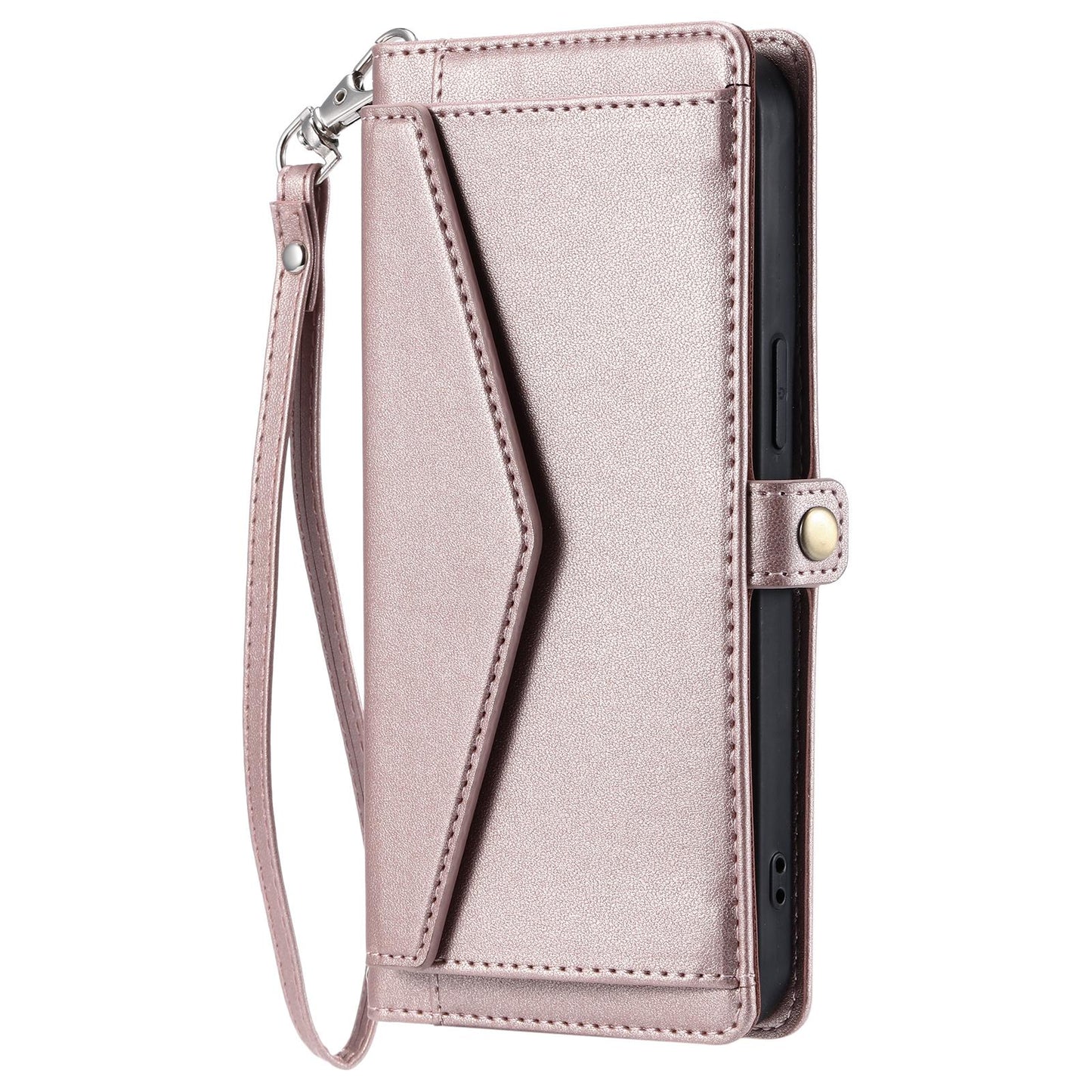 For Samsung Galaxy S25 Edge 5G Wallet Multi-card Slot Leather Phone Case with Lanyard(Rose Gold)