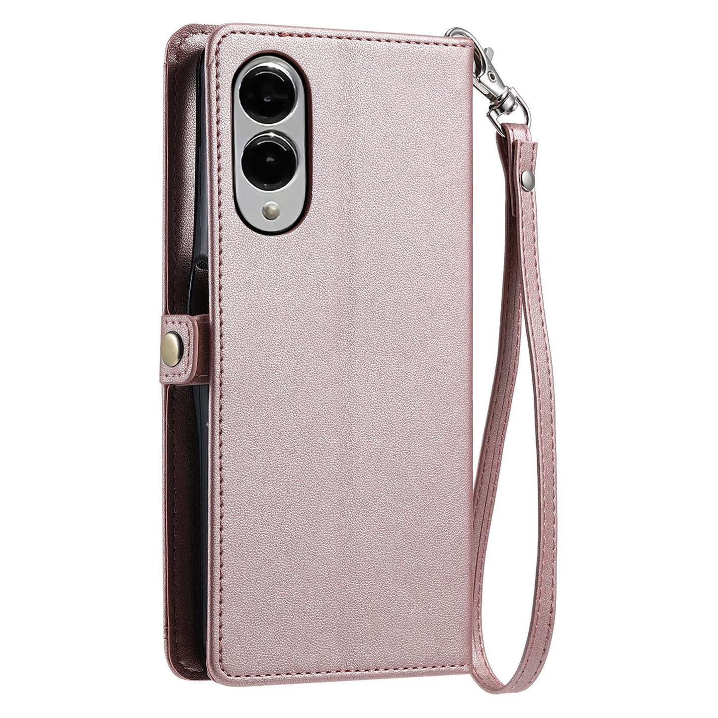 For Samsung Galaxy S25 Edge 5G Wallet Multi-card Slot Leather Phone Case with Lanyard(Rose Gold)